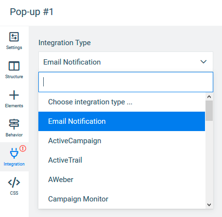 Adding email notification action with Convertful