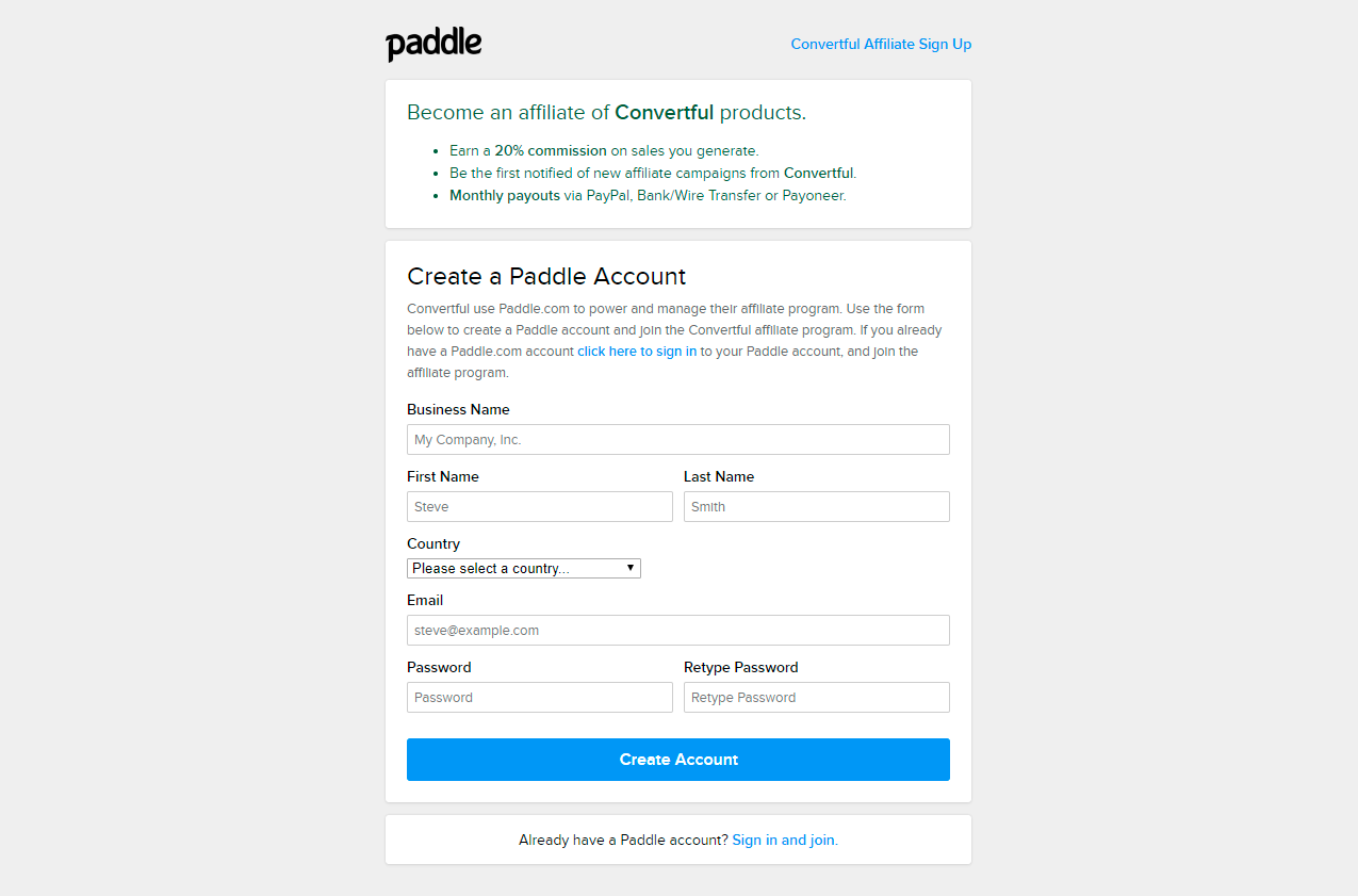 Join Convertful Affiliate Program via Paddle