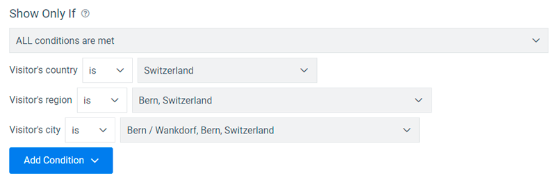 Convertful GEO targeting preview