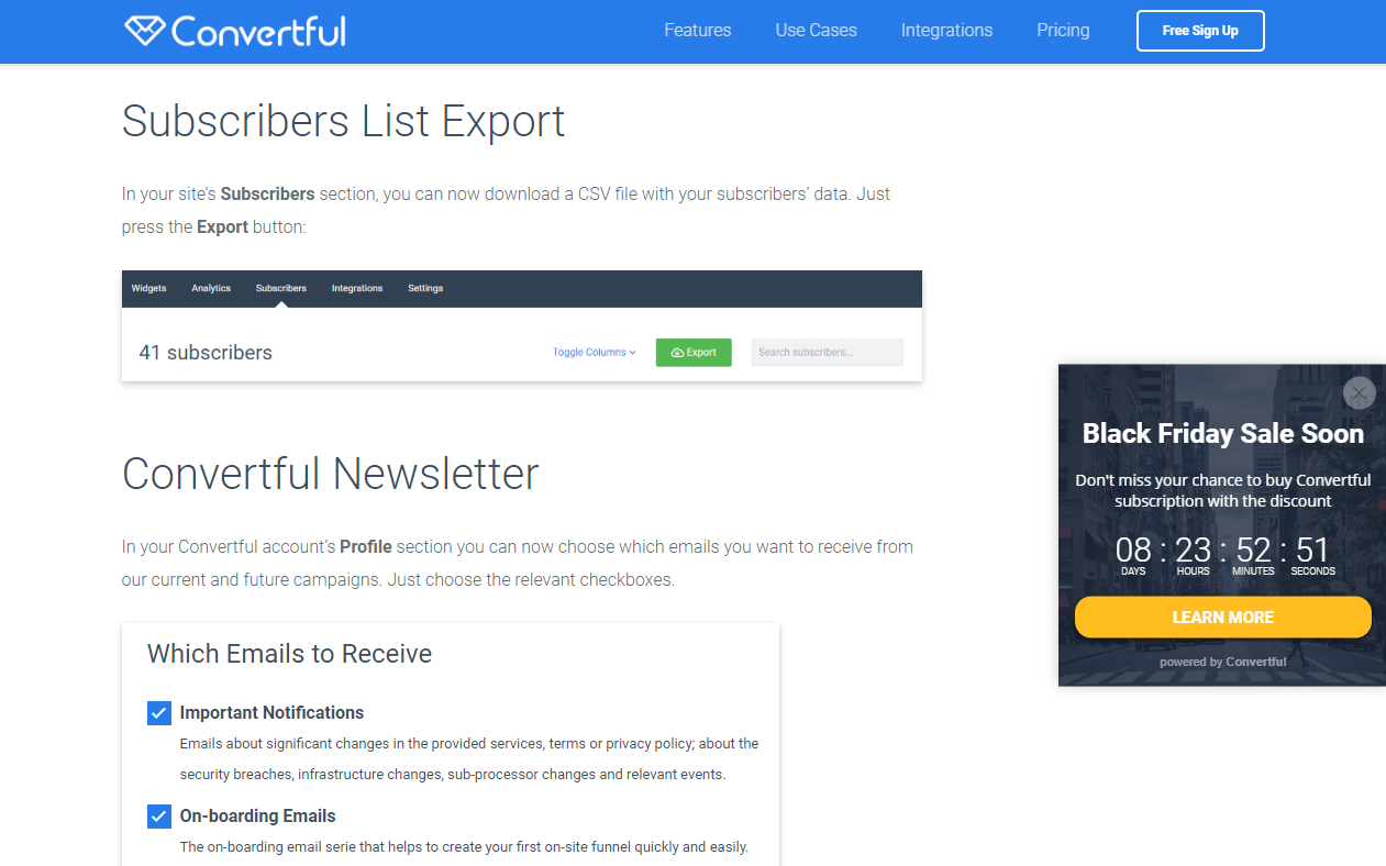 Subscribers List Export