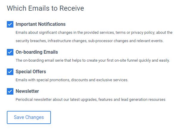 Convertful profile subscriptions controls