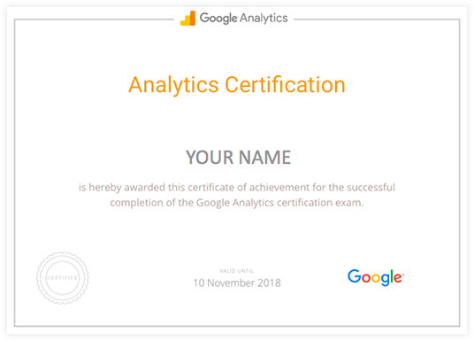 Google analytics certificate