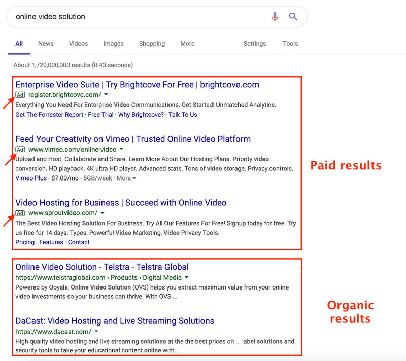 Paid and Organic Results