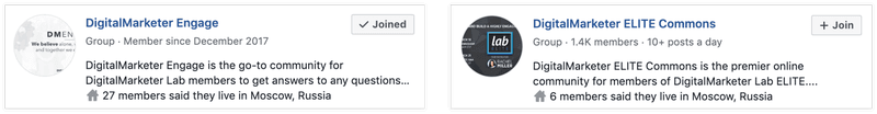 The 2 DigitalMarketer's closed Facebook groups