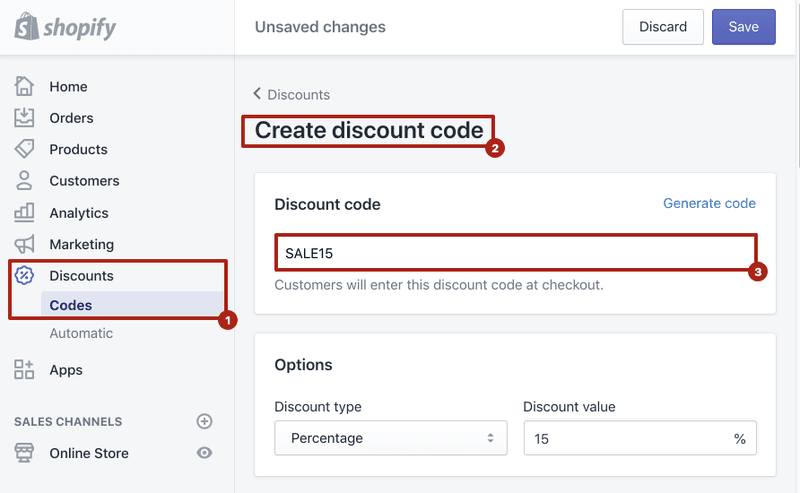 Create Discount Code