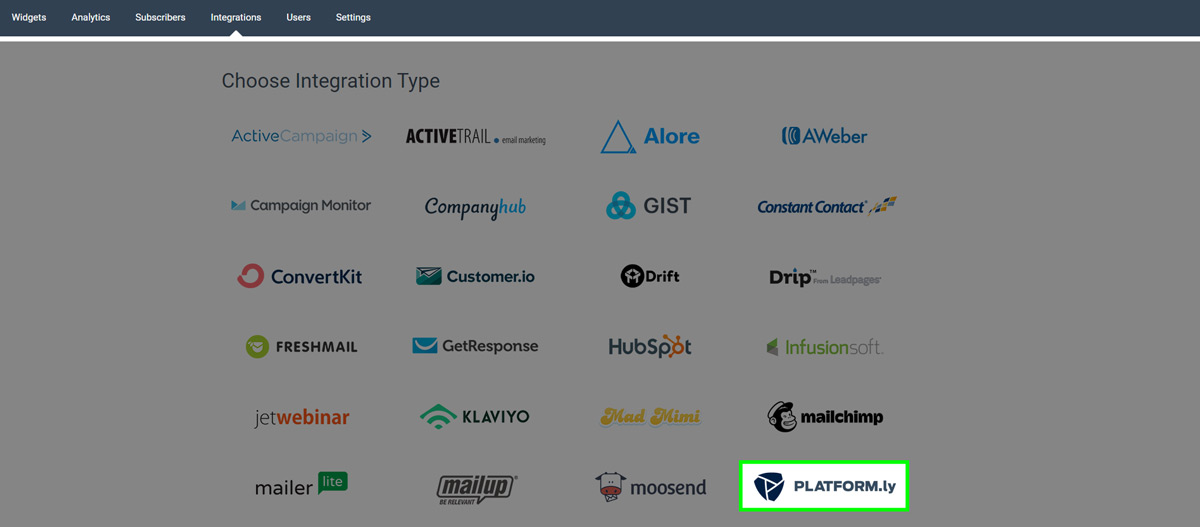 Choose Integration Type