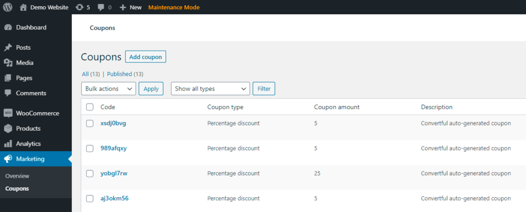 Generating WooCommerce Coupons