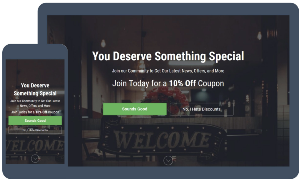 Welcome Discount Examples Welcome Message Examples or Your Website