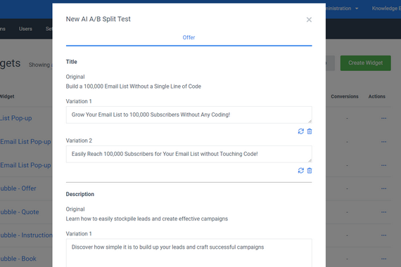 AI A/B Split Testing