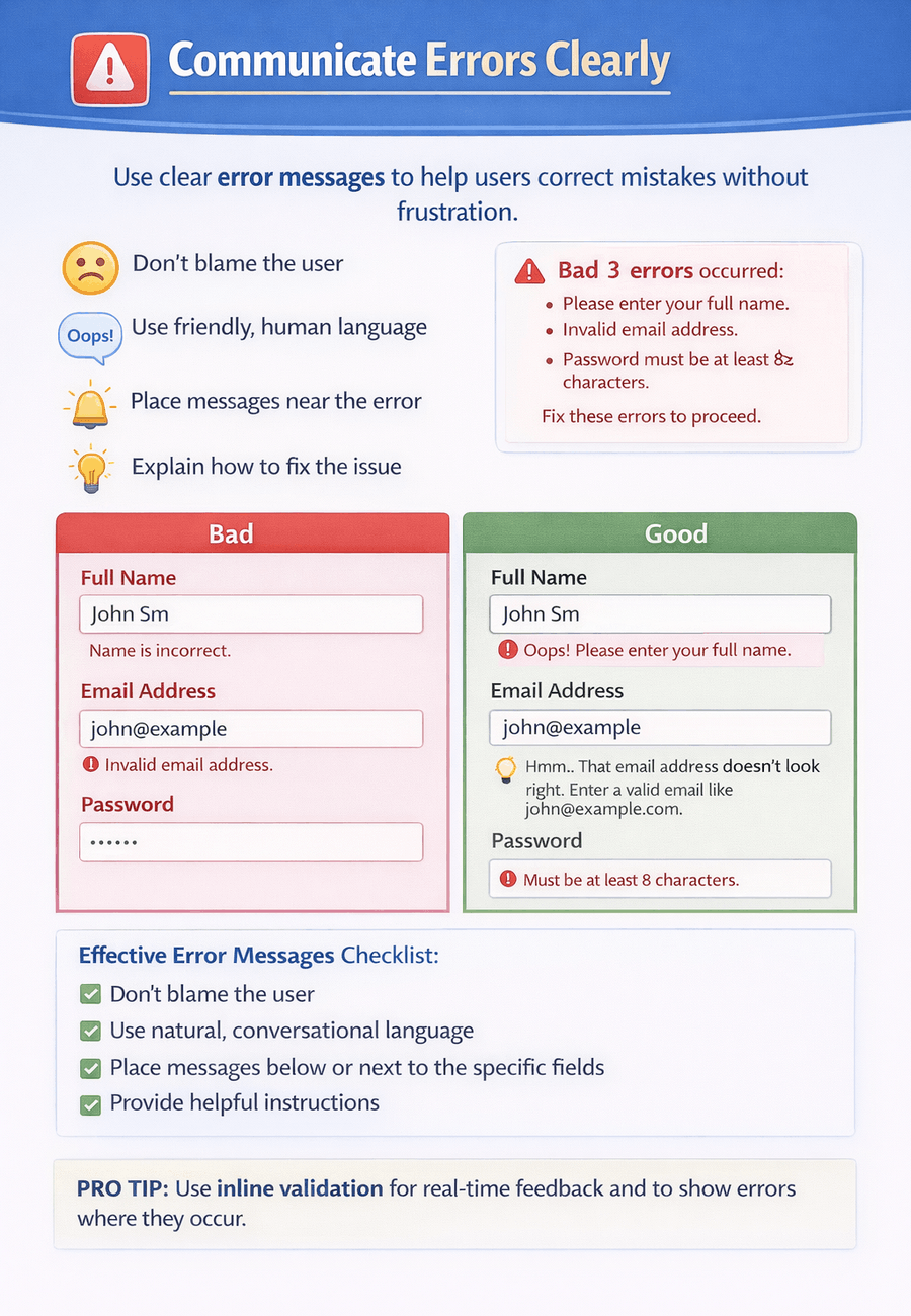Communicate errors clearly