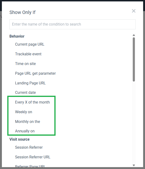 New Show Only If Options